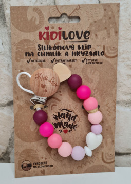 Kidi Love Szilikon cumilánc 2az1-ben Pastel LOVE, Pink