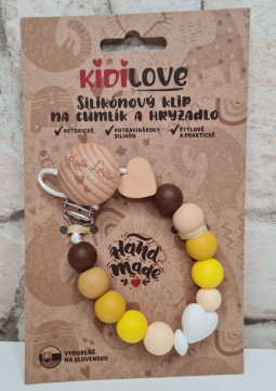 Kidi Love Szilikon cumilánc 2az1-ben Pastel LOVE, Yellow